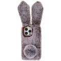 Furry Winter Bunny Ears iPhone 14 Pro Case with Glitter
