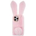 Furry Winter Bunny Ears iPhone 14 Pro Case with Glitter