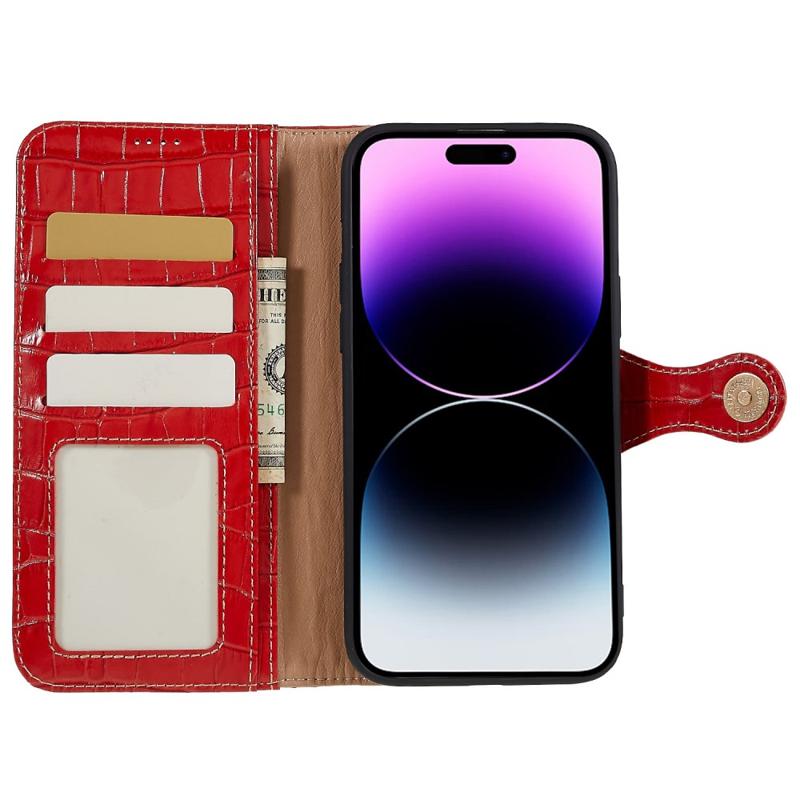 iPhone 14 Pro Max Wallet Leather Case Crocodile