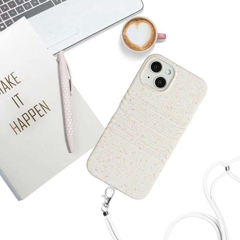 String Series iPhone 14 Biodegradable Case with Strap - White