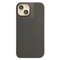 iPhone 15 Case Stripes Design Liquid Silicone Cover with Aluminium Alloy Lens Protector - MagSafe Compatible - Black