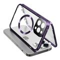 iPhone 15 Pro Max Case Double Sided HD Tempered Glass Phone Cover Compatible with MagSafe - Purple