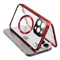 iPhone 15 Pro Max Case Double Sided HD Tempered Glass Phone Cover Compatible with MagSafe - Red