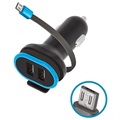 Forever CC-02 MicroUSB Car Charger w/ 2 USB Ports - 3A - Black / Blue