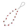Fruit Beaded Phone Charm / Wrist Strap - 22cm - White / Red