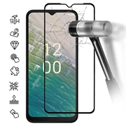 Nokia C32 Full Cover Tempered Glass Screen Protector - 9H - Black Edge