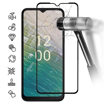 Nokia C32 Full Cover Tempered Glass Screen Protector - 9H - Black Edge
