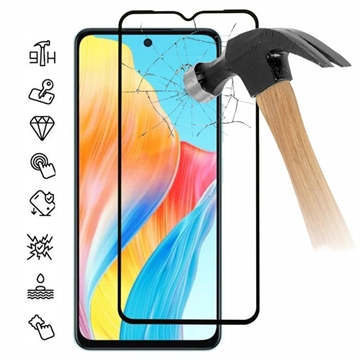 Oppo A58 4G Full Cover Tempered Glass Screen Protector - 9H - Black Edge