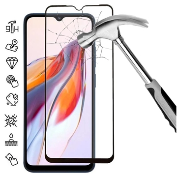 Xiaomi Redmi 12C Full Cover Tempered Glass Screen Protector - 9H - Black Edge