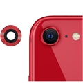 iPhone SE (2022)/SE (2020) Camera Lens Metal & Tempered Glass Protector - Red