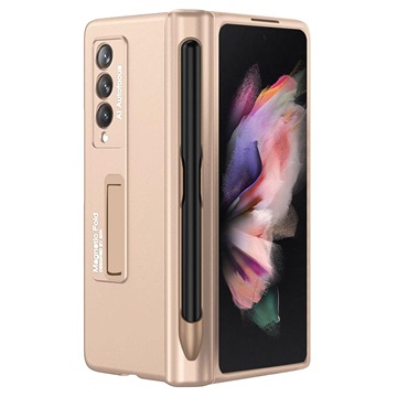 GKK Magnetic Fold Samsung Galaxy Z Fold3 5G Hybrid Case with Pen Slot - Gold