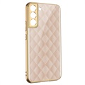 GKK Painted Tempered Glass Samsung Galaxy S22 5G Case - Pink Marble