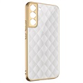 GKK Painted Tempered Glass Samsung Galaxy S22 5G Case - White Marble