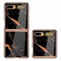 GKK Painted Tempered Glass Samsung Galaxy Z Flip Case - Black Marble