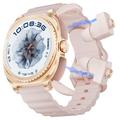 GT99 2-in-1 Sports Smartwatch with Wireless Earphones - Gold / Pink