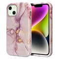 Stylish Gradient iPhone 14 Plus Hybrid Case - Marble - Pink