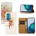 Glam Series Motorola Edge 30 Wallet Case - Flowering Tree / Colorful