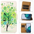 Glam Series Motorola Moto E20/E30/E40 Wallet Case - Flowering Tree / Green