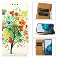 Glam Series Motorola Moto G22 Wallet Case - Flowering Tree / Green