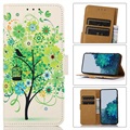 Glam Series Samsung Galaxy S21 FE 5G Wallet Case - Flowering Tree / Green