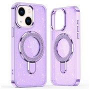 iPhone 15 Glitter Hybrid Case with Kickstand - MagSafe Compatible - Purple