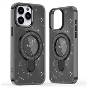 iPhone 16 Pro Max Glitter Hybrid Case with Kickstand - MagSafe Compatible - Black