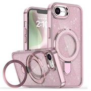 iPhone 16e Glitter Hybrid Case with Kickstand - MagSafe Compatible - Pink