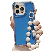iPhone 16 Pro Max Glitter Shockproof Hybrid Case with Wrist Strap - Blue