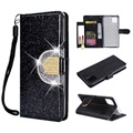 iPhone 11 Pro Glitter Wallet Case with Mirror - Black