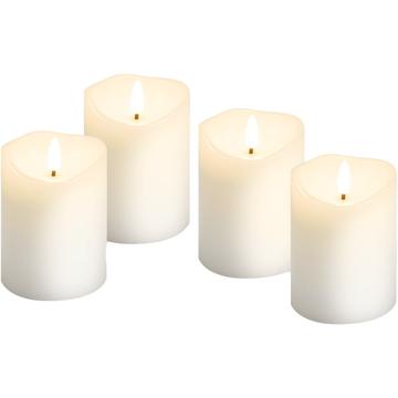 Goobay LED Real Wax Candles with 3D Wick & Timer Function - 4 Pcs. - White