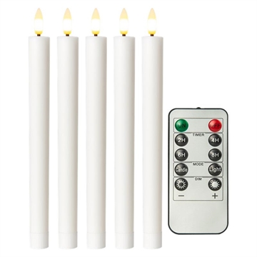 Goobay LED Real Wax Taper Candles with Remote Control - 5 Pcs. - White