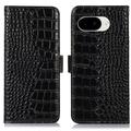 Google Pixel 10a Crocodile Series Wallet Leather Case with RFID - Black