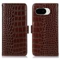Google Pixel 10a Crocodile Series Wallet Leather Case with RFID - Brown