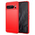 Google Pixel 8 Pro Brushed TPU Case - Carbon Fiber - Red