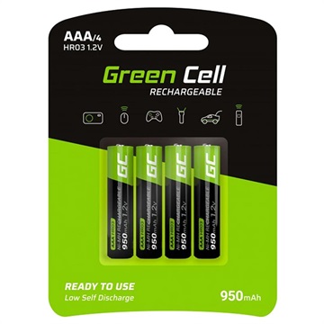 Green Cell HR03 Rechargeable AAA Batteries - 950mAh - 1x4