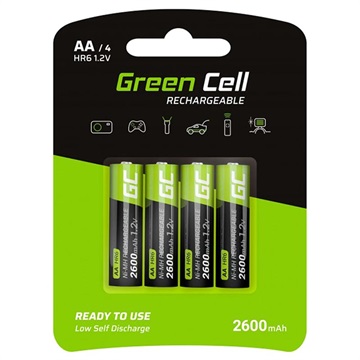 Green Cell HR6 Rechargeable AA Batteries - 2600mAh - 1x4