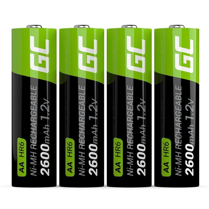 12x Piles AA R6 2600mAh Ni-MH Batteries rechargeables Green Cell - Green  Cell