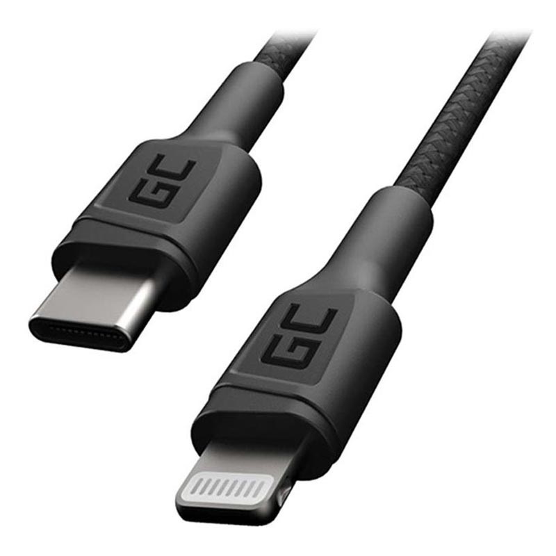 Green Cell Power Stream Braided Usb C Lightning Cable 1m Black