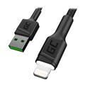Green Cell Ray Fast Lightning Cable with LED Light - 2.4A, 1.2m - Black