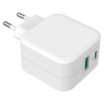 GreyLime 38W PD & QC Wall Charger - USB-C, USB-A - White