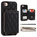 Grid Pattern iPhone 7/8/SE (2020)/SE (2022) TPU Case with Wallet - Black