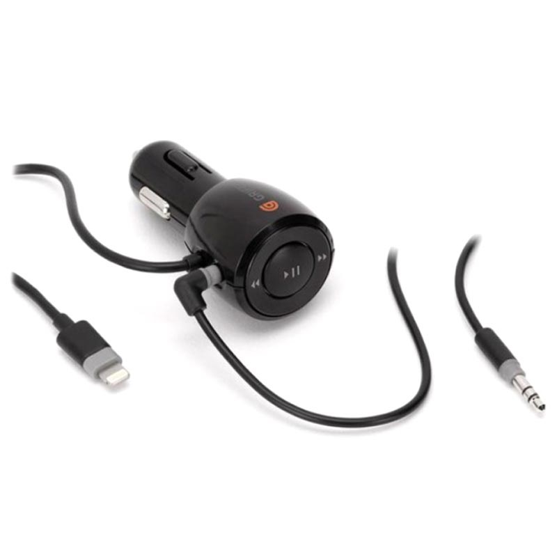 Griffin iTrip Aux Controller & Car Charger with Lightning Cable Black