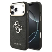 iPhone 18 Pro Max Guess 4G Metal Logo Gold Frame Case - Black