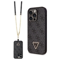 iPhone 15 Pro Max Guess 4G Strass Triangle Metal Logo Case with Crossbody Strap