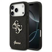 iPhone 18 Pro Max Guess Fixed Glitter 4G Metal Logo Case - Black