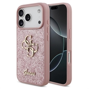 iPhone 18 Pro Guess Fixed Glitter 4G Metal Logo Case - Pink