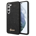 Guess Glitter Flakes Metal Logo Samsung Galaxy S23+ 5G Hybrid Case - Black