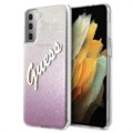 Guess Glitter Gradient Script Samsung Galaxy S21+ 5G Case - Pink