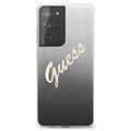 Guess Glitter Gradient Script Samsung Galaxy S21 Ultra 5G Case - Black