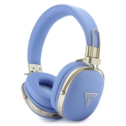 Guess Grained Triangle Gold Metal Logo ENC Wireless Headphones - Blue